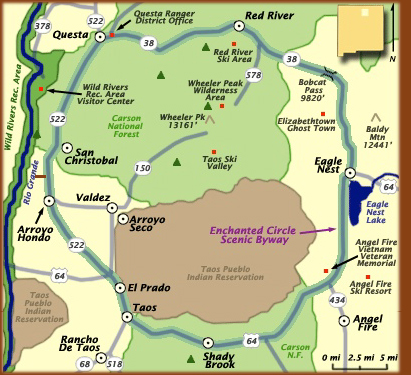 Northern New Mexico's enchanted circle scenic byway provides year-round recreation in the Southern Rocky Mountains. At the Lost Eagle RV Park, you can enjoy the convenience of 30 and 50 amp sites just minutes away from Eagle Nest Lake, the Angel Fire ski and golf resort and a multitude of recreational activities.
